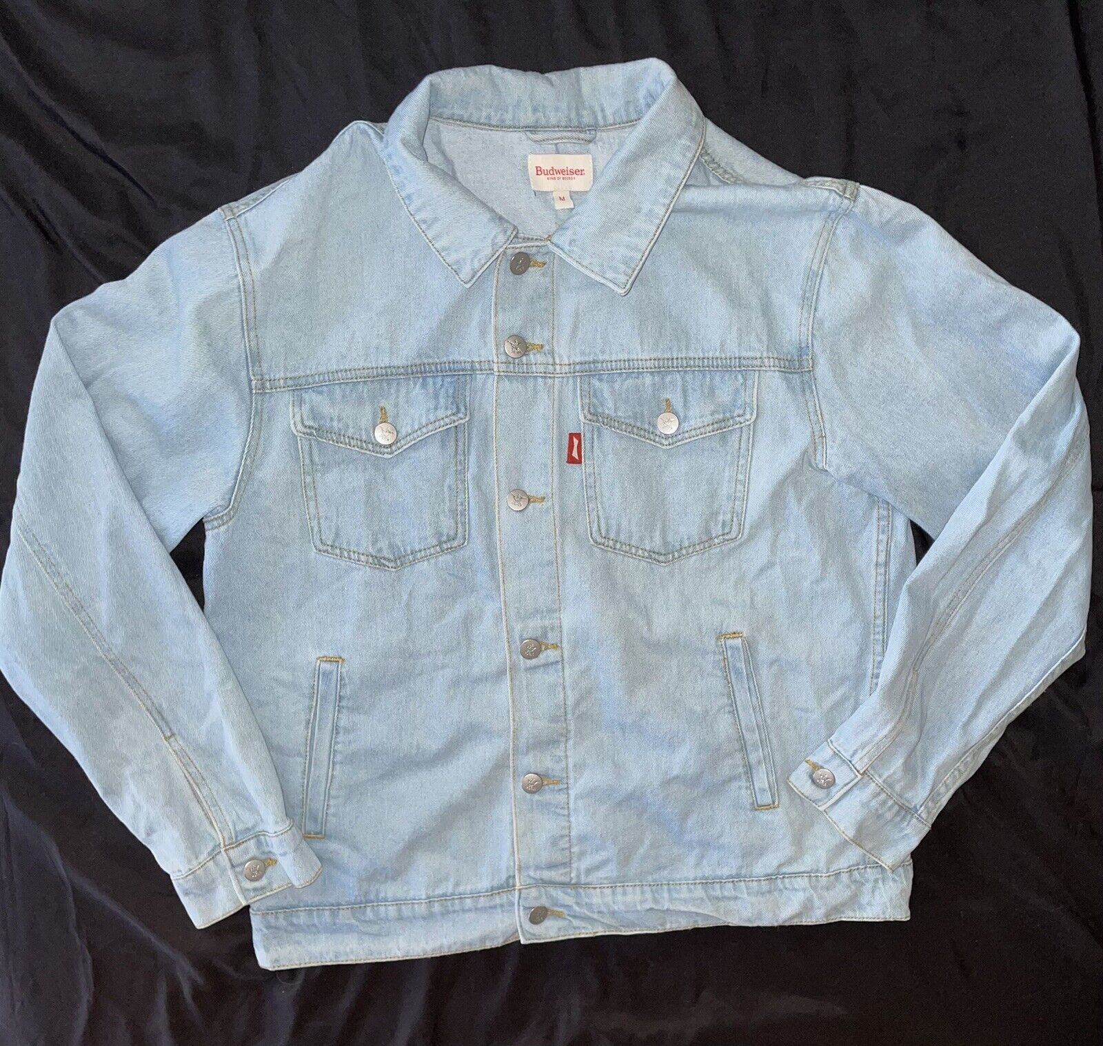 Vintage Budweiser Brand Denim Jean Jacket Size Medium