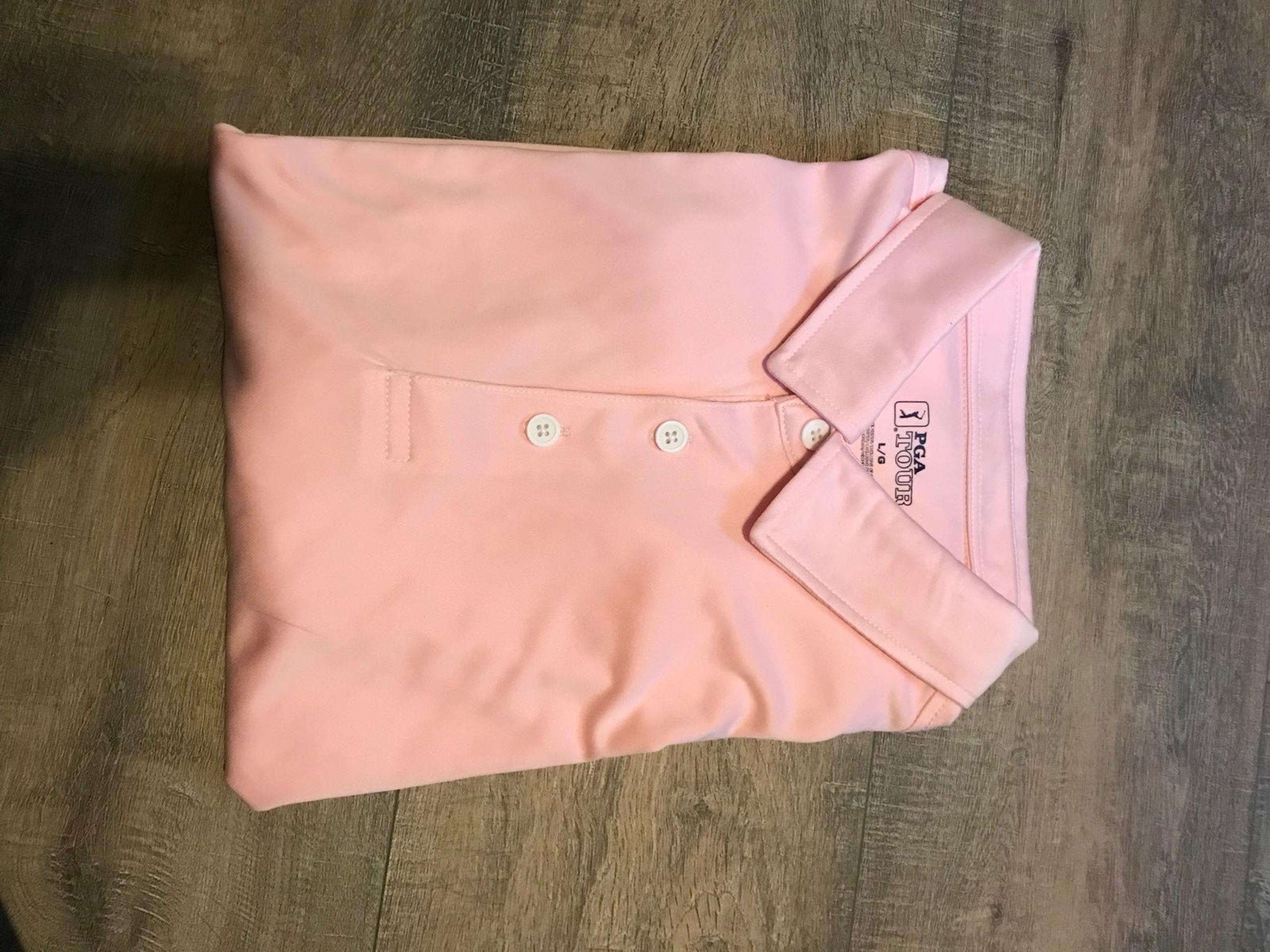 Womens pink pga tour polo short sleeve shirt size large