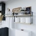 2+1 Tier Set of 2 Rustic Wood Wall Mounted Floating Shelves with Metal NEW