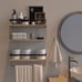 2+1 Tier Set of 2 Rustic Wood Wall Mounted Floating Shelves with Metal NEW