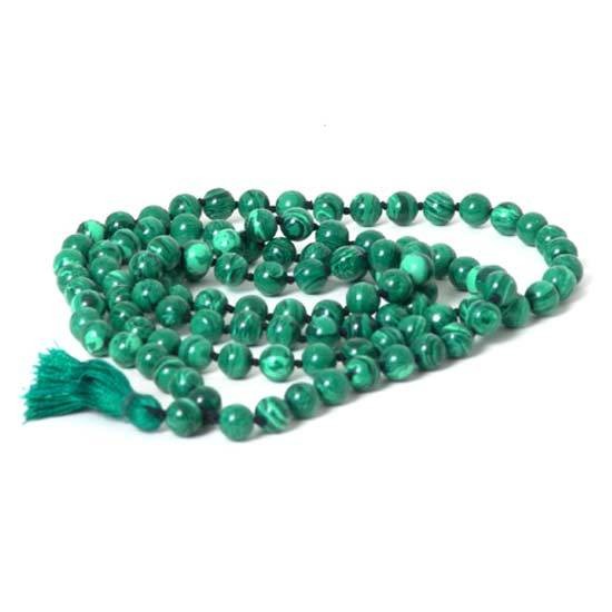 108 Malachite Mala Beads Necklace - Japa Mala - Japa Neklace - Tassel
