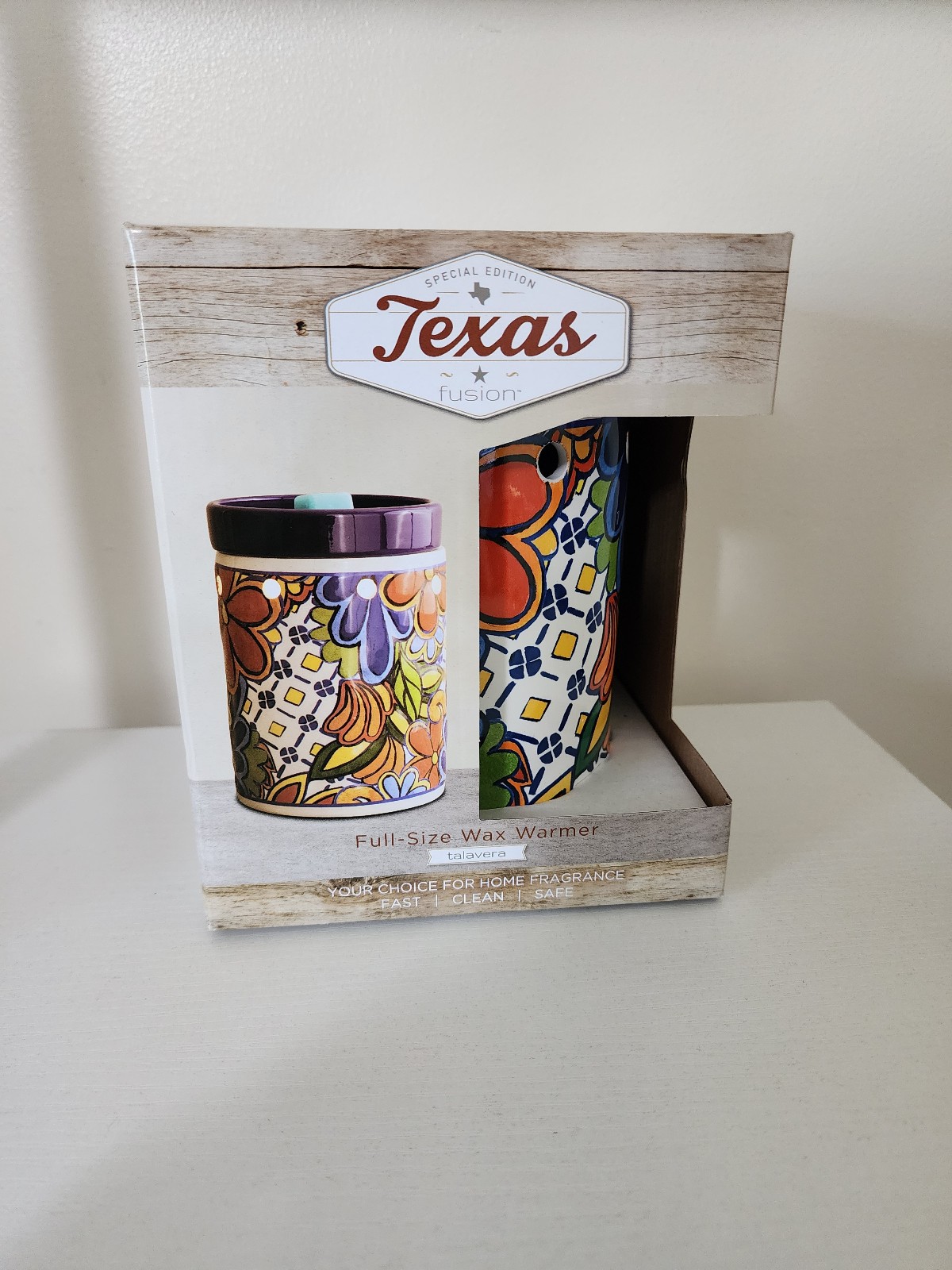 NIB Mexican Talavera Texas Special Edition Fusion Accent Wax Warmer Lighted Home