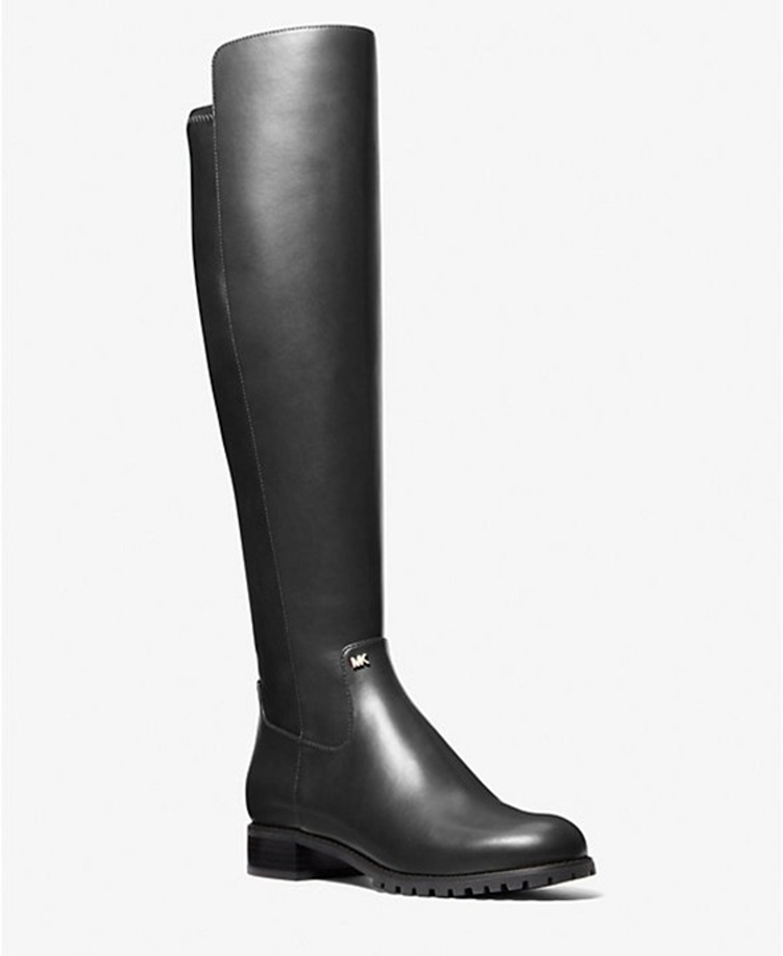 NEW Michael Kors Women's 7M Britt Boot Faux Leather Black Boots Tall Knee High