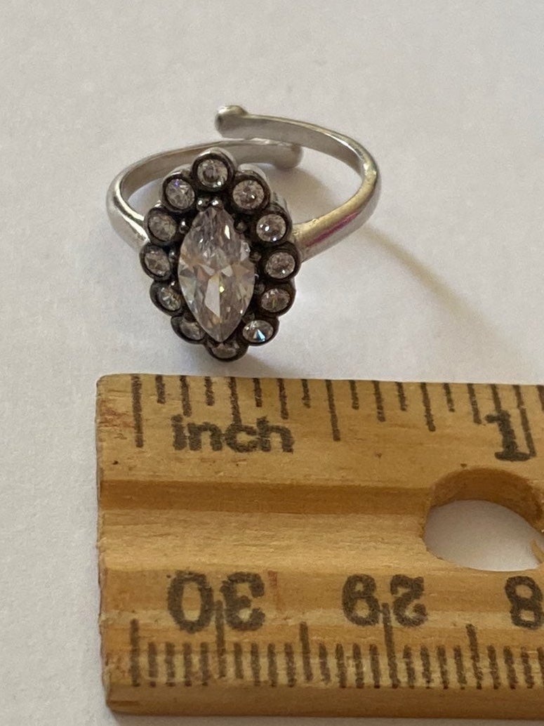 925 Silver size adjustable cz oval ring