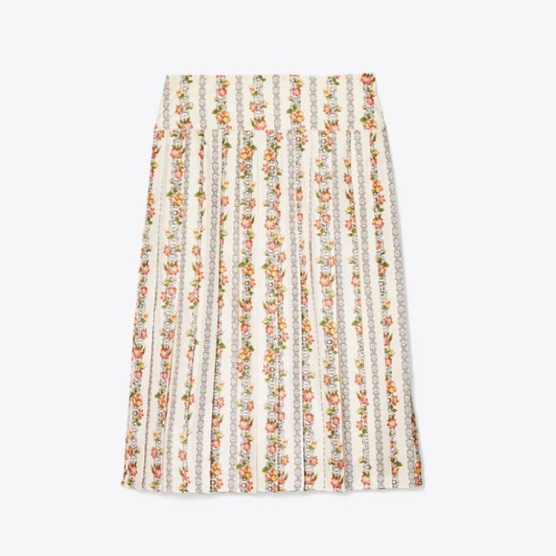 Tory Burch Floral Printed Pleated Midi Skirt (NWT)