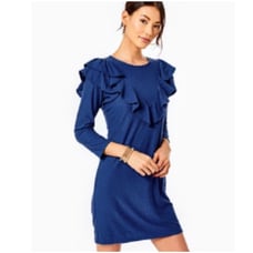 Lilly Pulitzer Pheby Dress Oyster Bay Navy Blue Swiss Dot Ruffle Medium New AE1