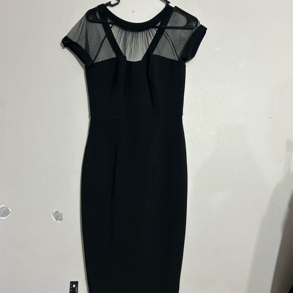 Maggy London Women's Black Illusion Neckline Sheath Dress Size 6
