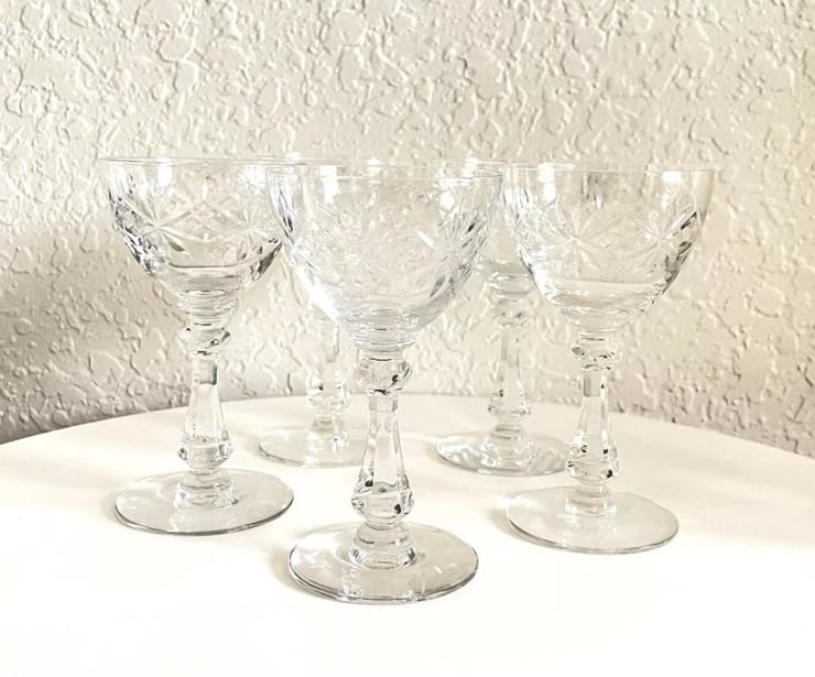 Bexley by Cambridge Crystal Liquor Cocktail Glasses - Stars