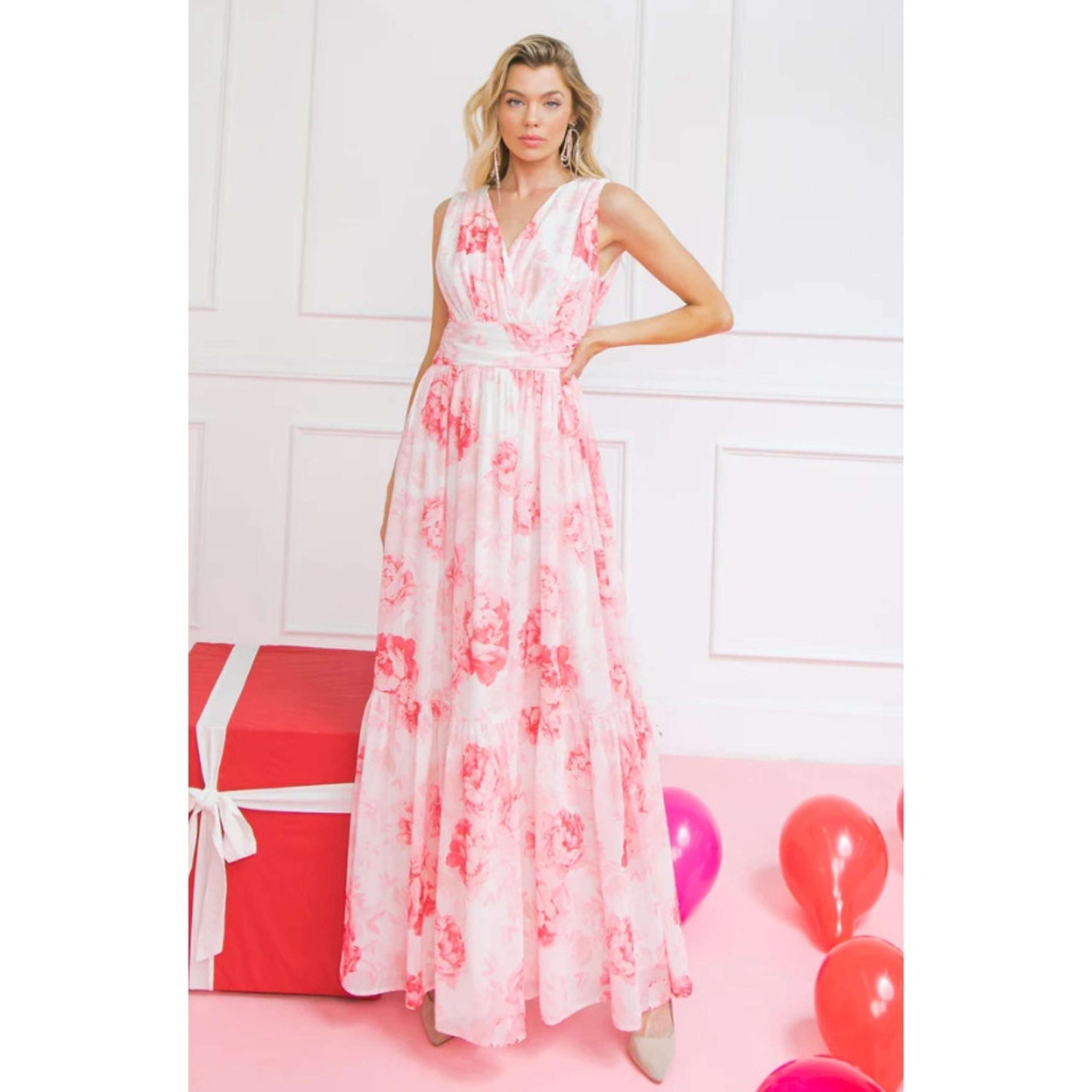NWOT Flying Tomato Women’s Feeling Speechless Floral Boho Maxi Dress Size S Pink