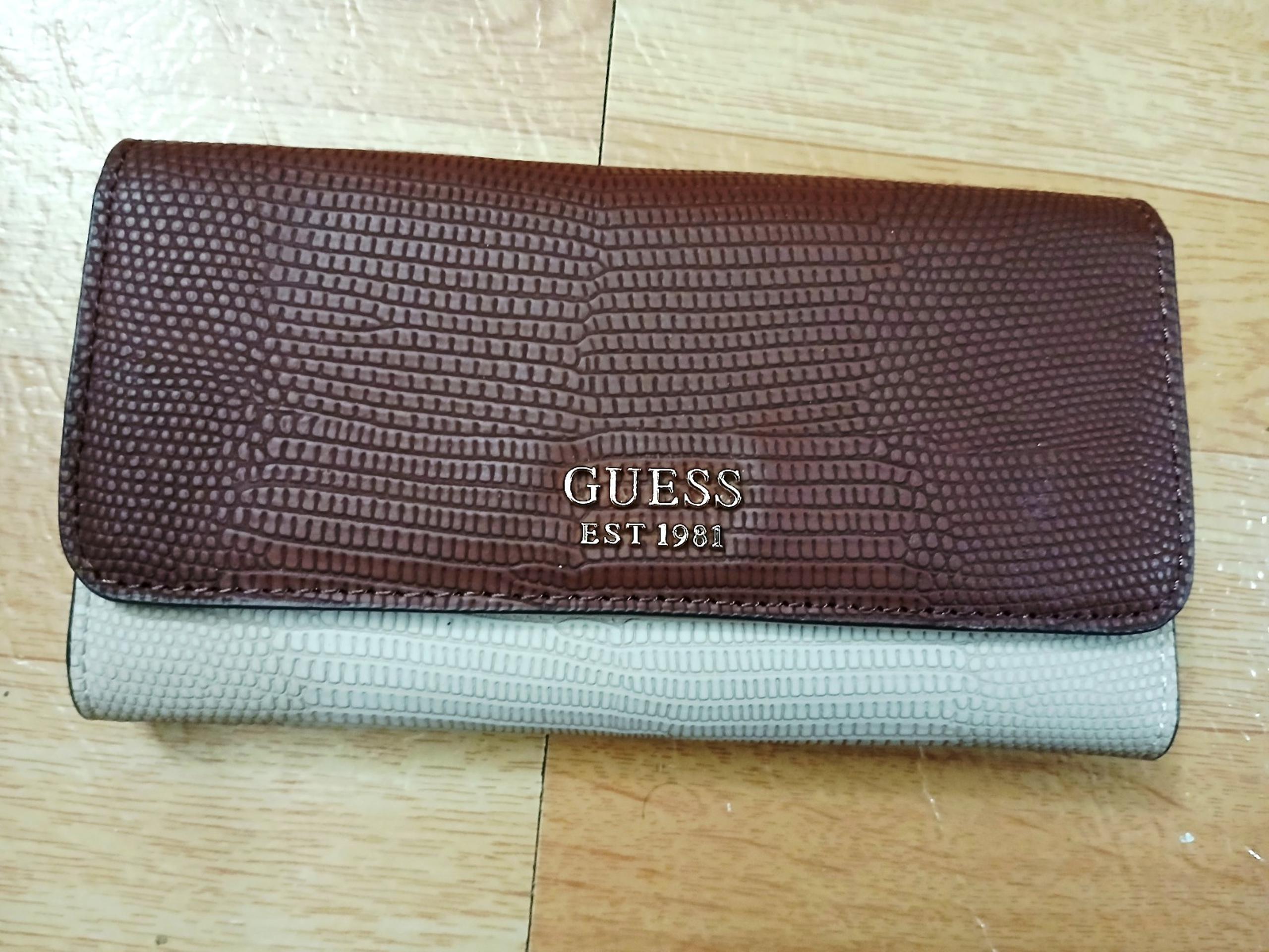 Women's Textured Brown and Off White Wallet - GUESS
