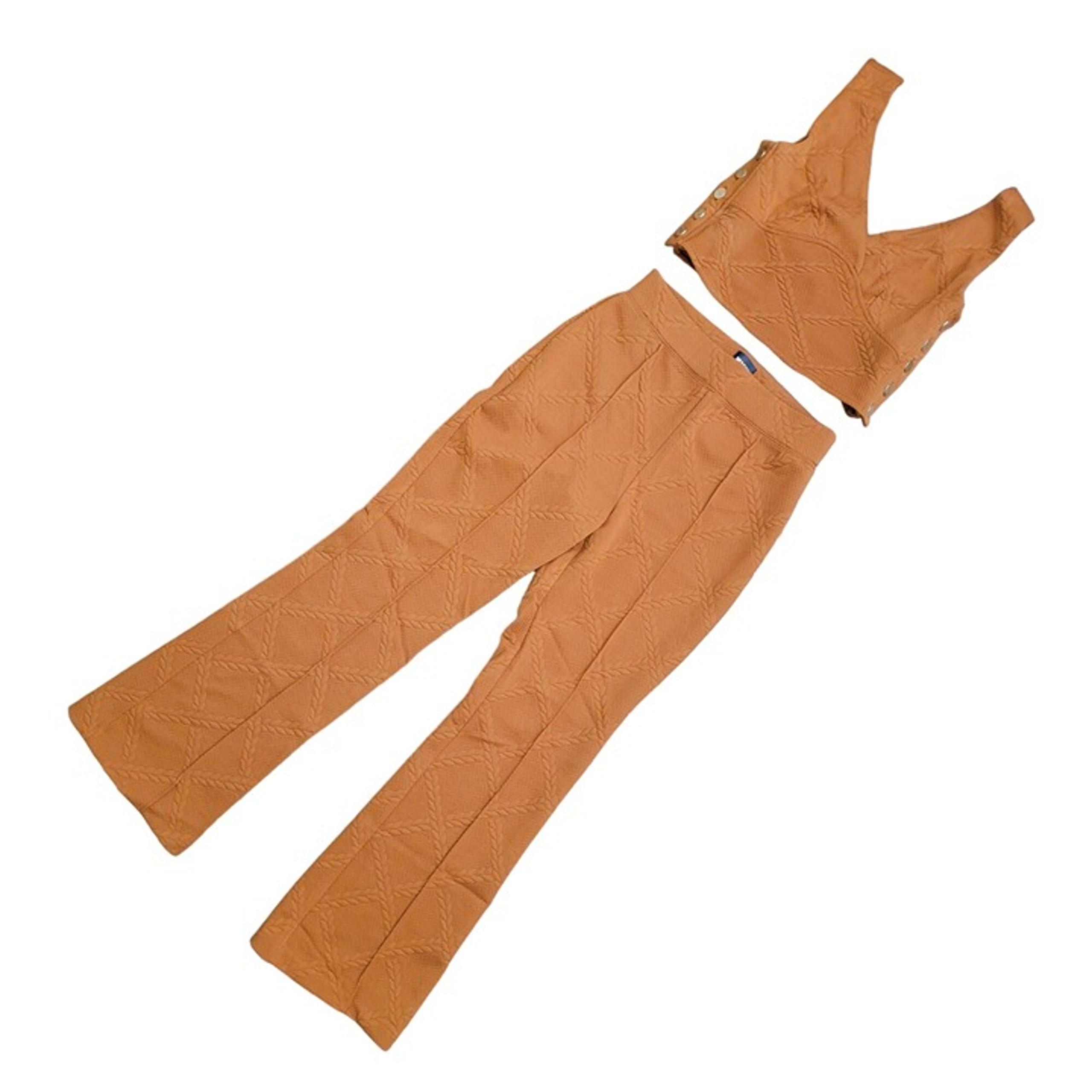 Maeve Flare Pants Cropped Top Set Womens S/M Honey Boho Neutral Chic Versatile