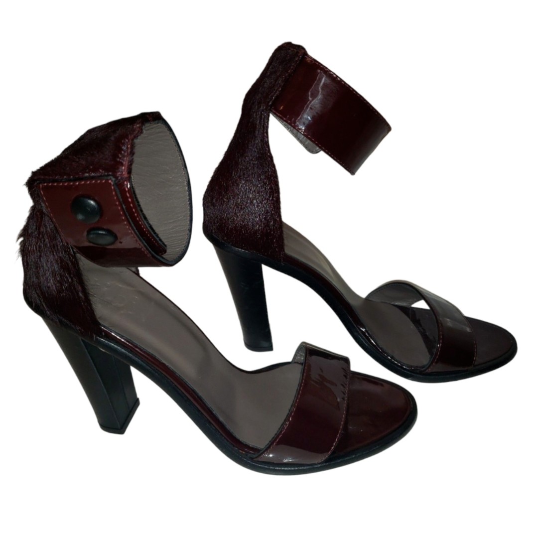 Tibi Barbara Ankle Wrap Heels in Deep Rich Burgundy EU Size 39.5 - US Size 9