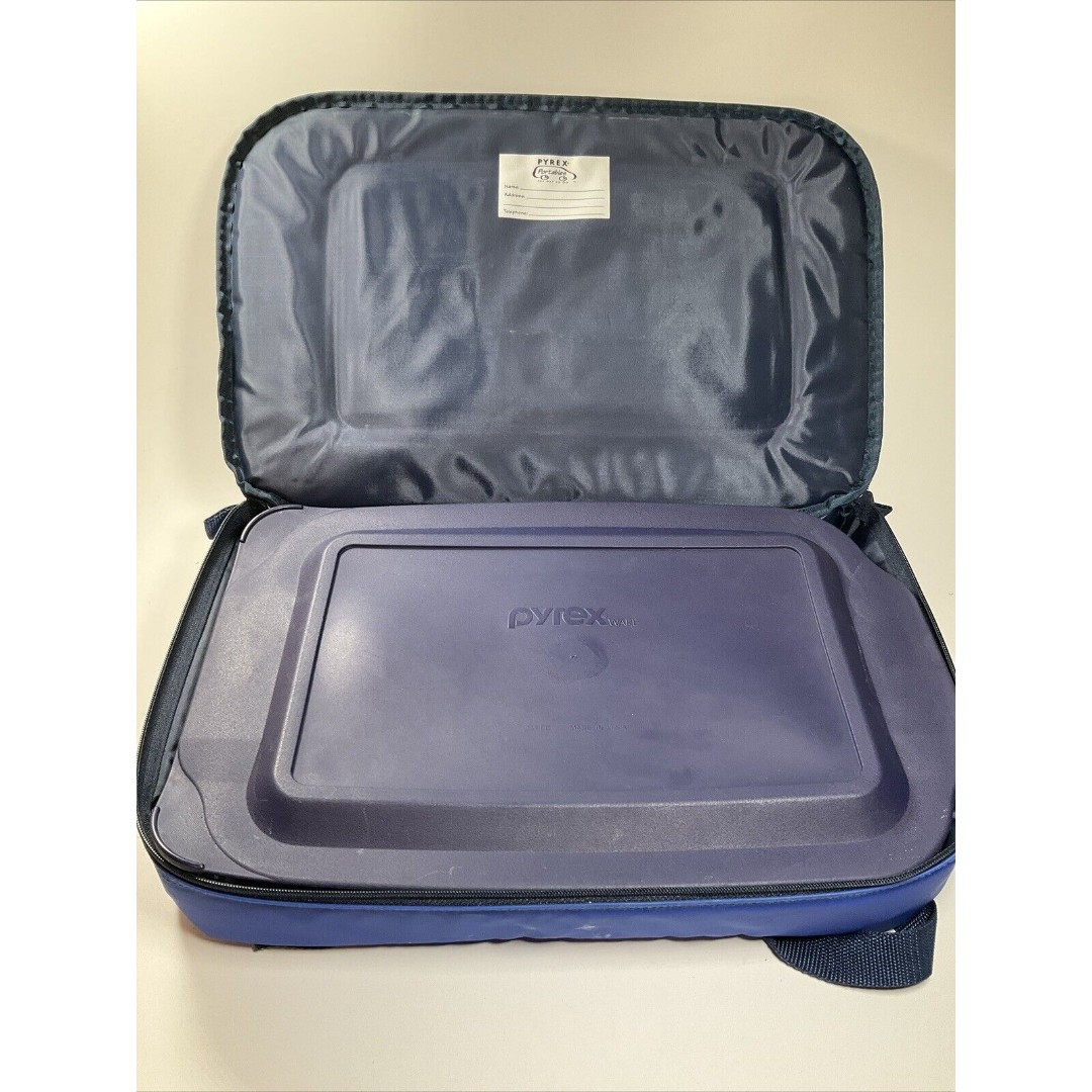 3 Qt Pyrex Glass Dish Portables The Way To Go Teal Carrier/ Dish/Lid 13x9x2