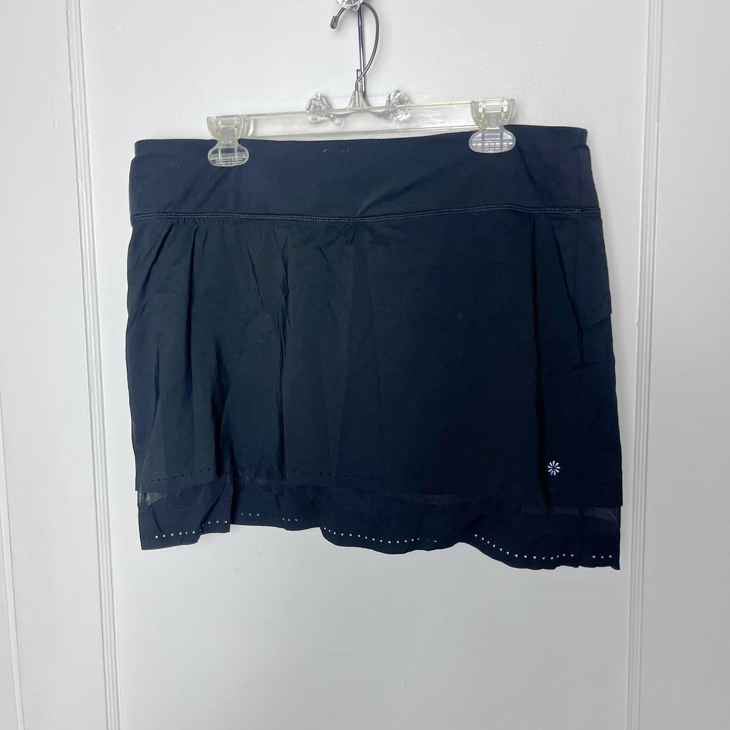 Athleta Women's Black Laser Cut Stretch Pull On Athletic Run Skort 210532 Size L