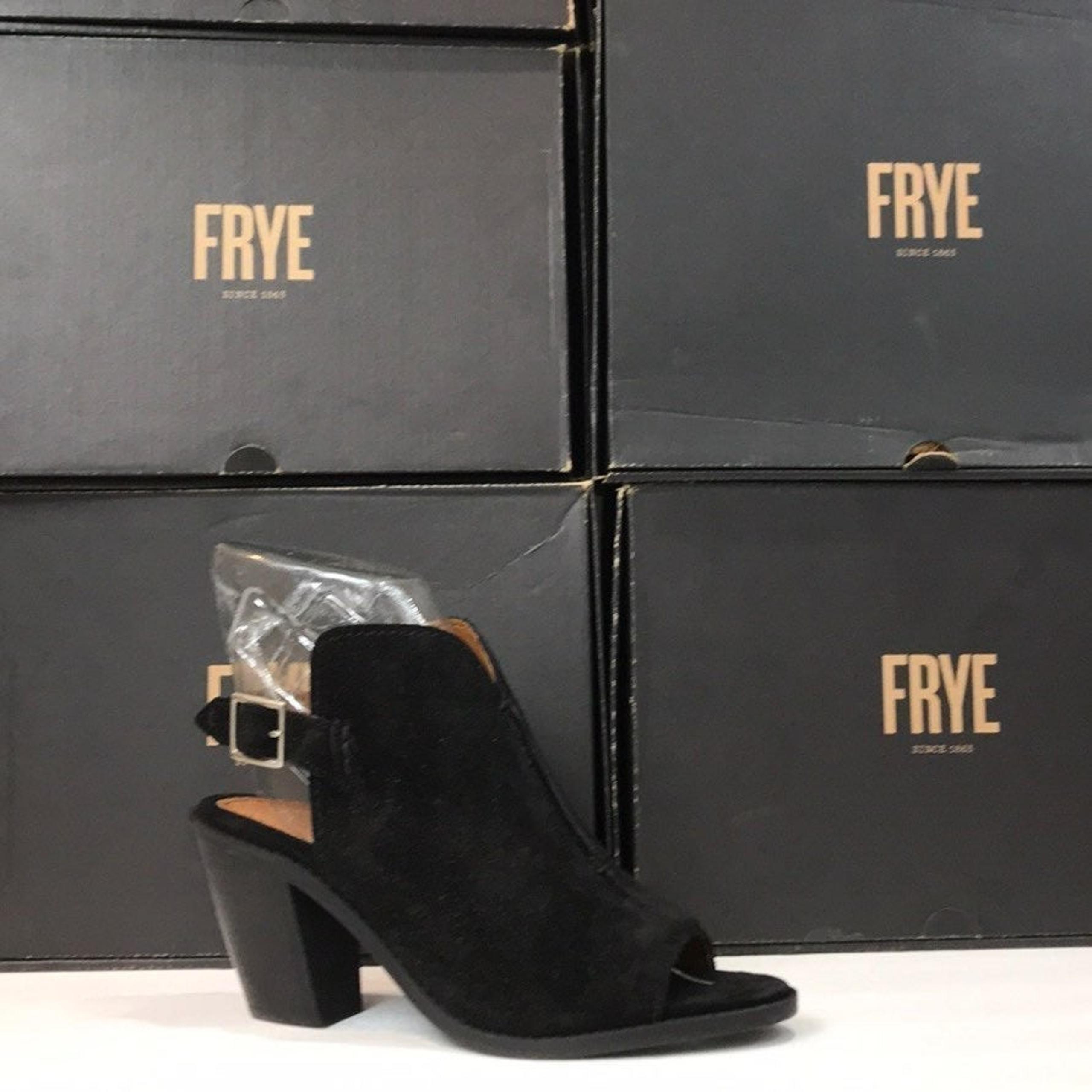 frye slingback open toe heel suede shoes