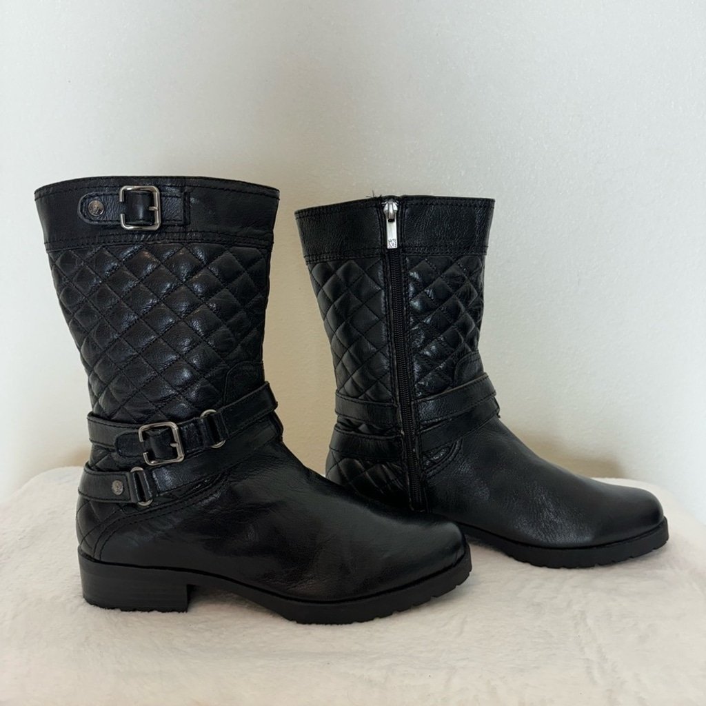 New! Retail 140 Anne Klein Black Leather Boots Size 9.5
