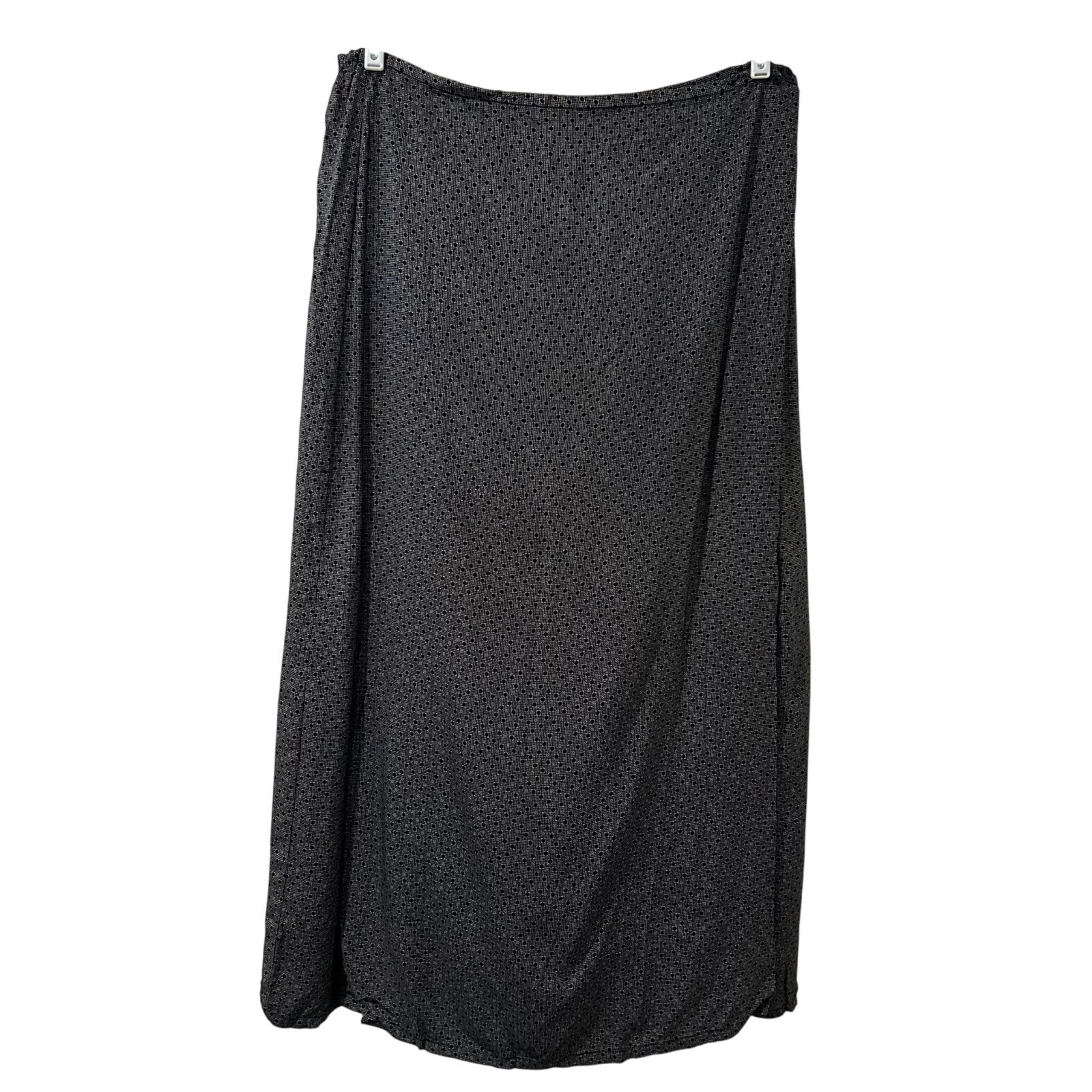 Eddie Bauer Vtg Womens Sz 16 Tall Black & White Polka Dot Maxi Skirt Slits Y2K