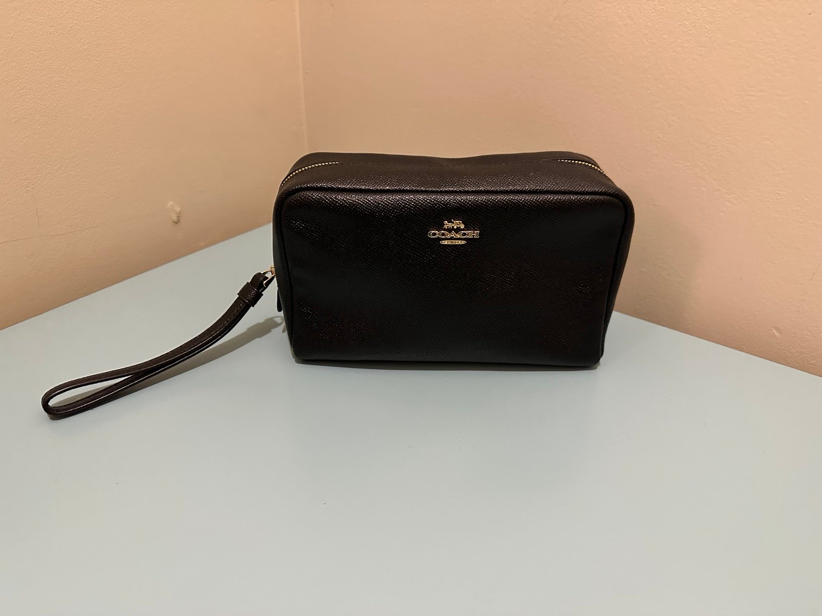 Black Authentic Coach zipup makeup or toiletry bag
