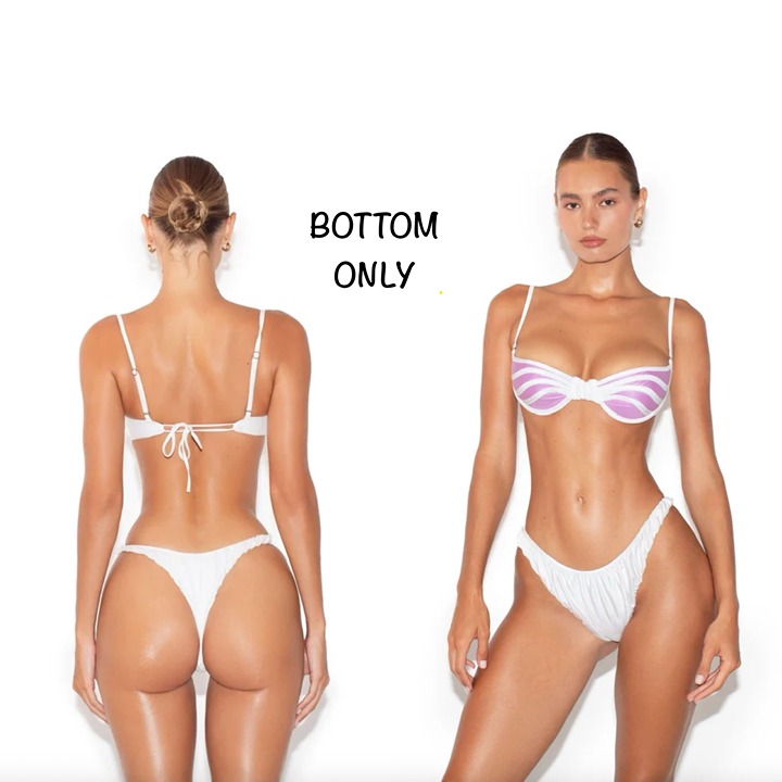 God Save Queens ALLURE Bikini Bottom - White - Ruffle Trim - Size Large - NWT