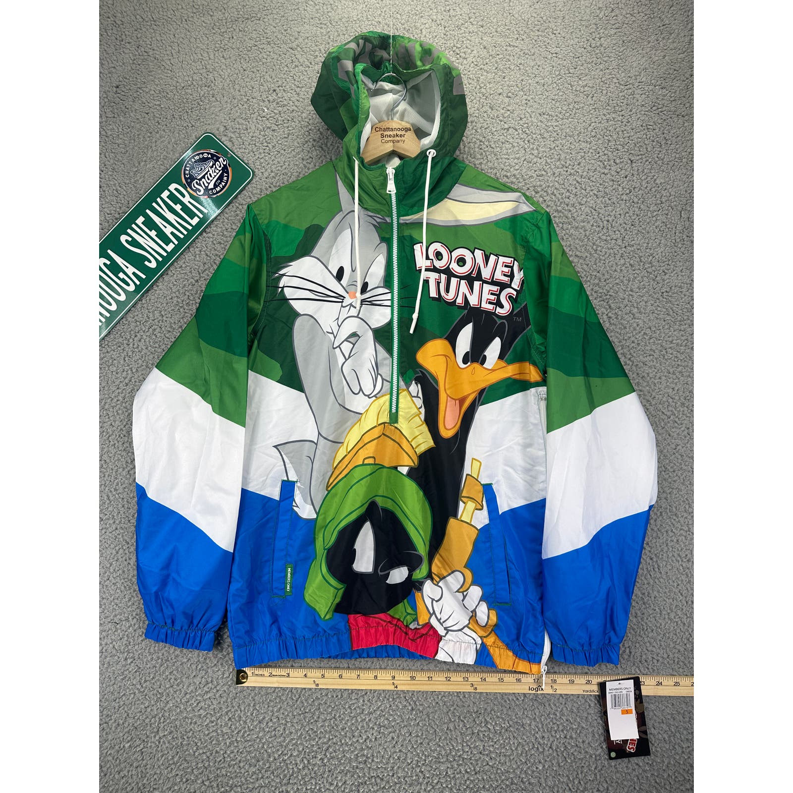 Members Only x Space Jam Looney Tunes Anorak Jacket Mens Small Green 1975 NEW S