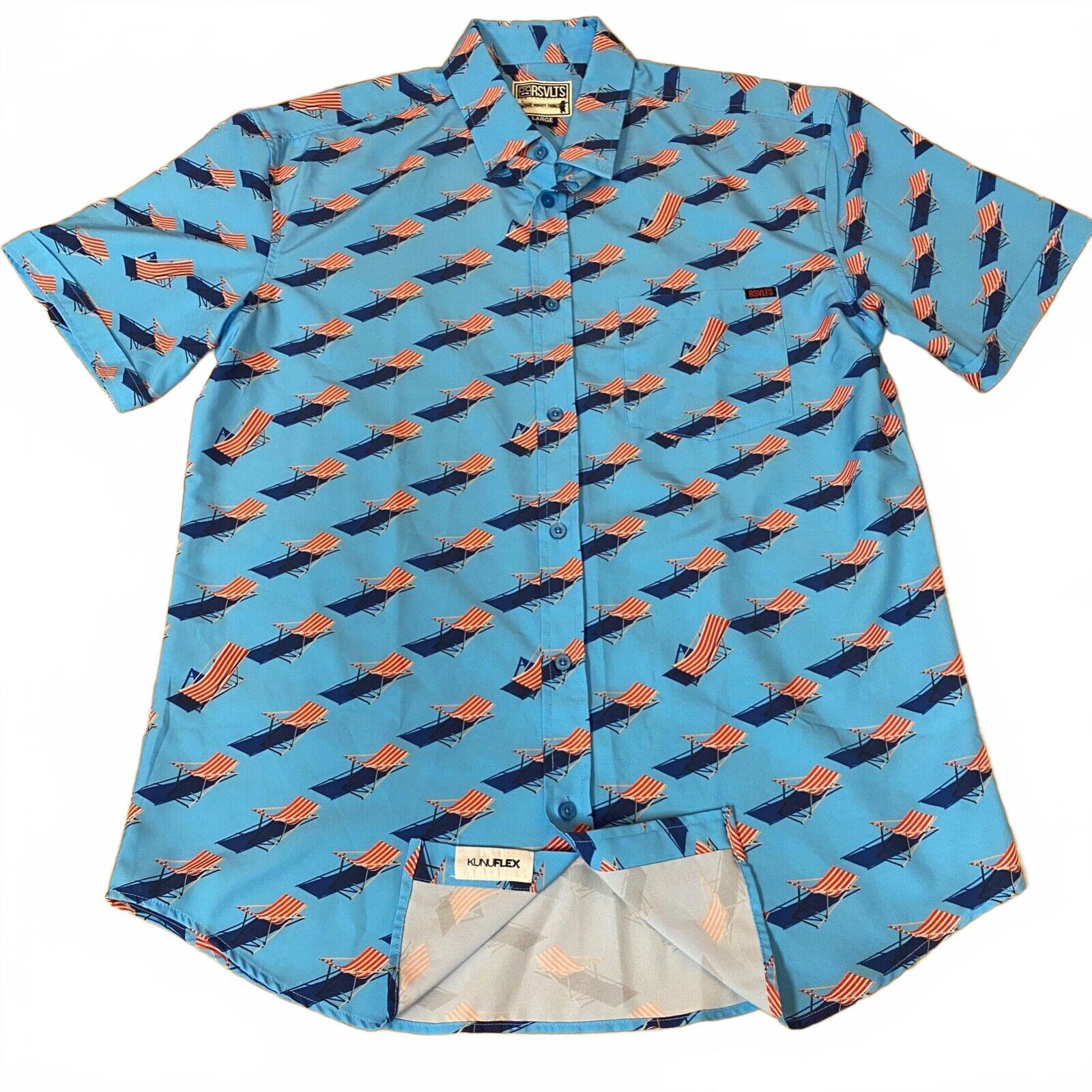 RSVLTS Shirt Mens Large Beach Chair American Short Sleeve Button Down Kunuflex