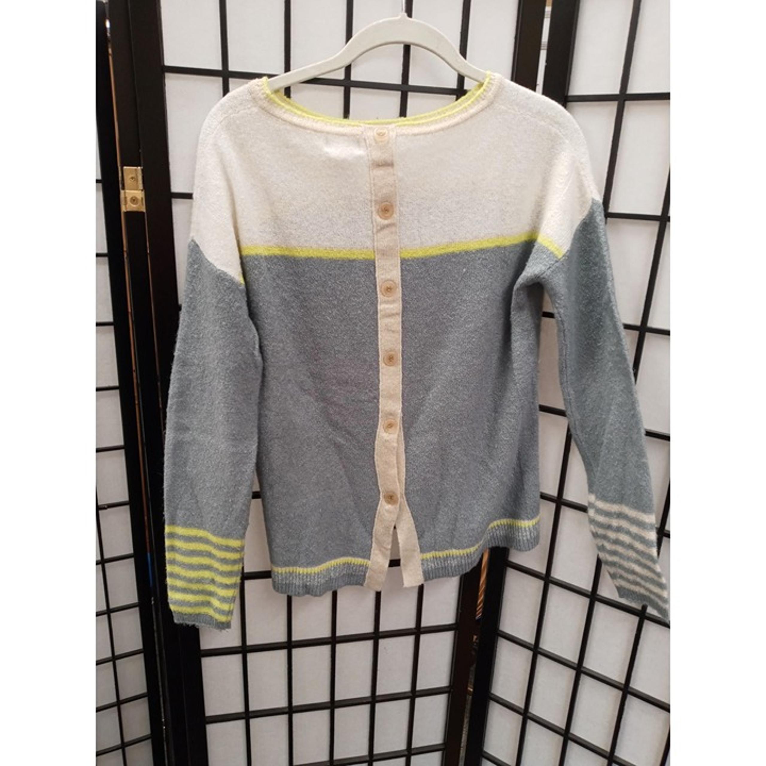Caslon Cardigan Gray White Yellow Sweater sz XS
