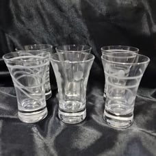 Set Of Six Made In France Etched shot Glasses