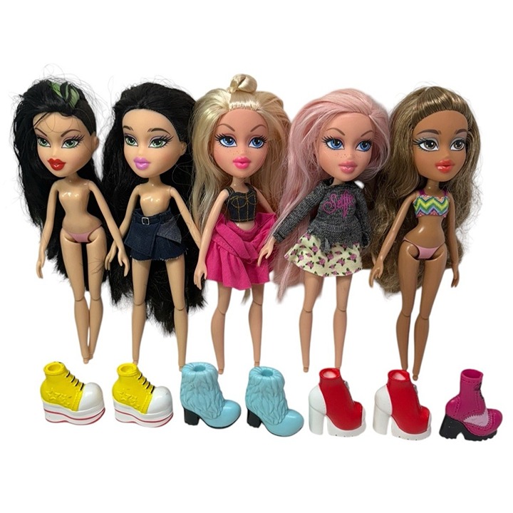 5 Bratz Dolls 2015 Reboot Yasmin Cloe Jade Big Round Heads +3 Pairs Chunky Shoes
