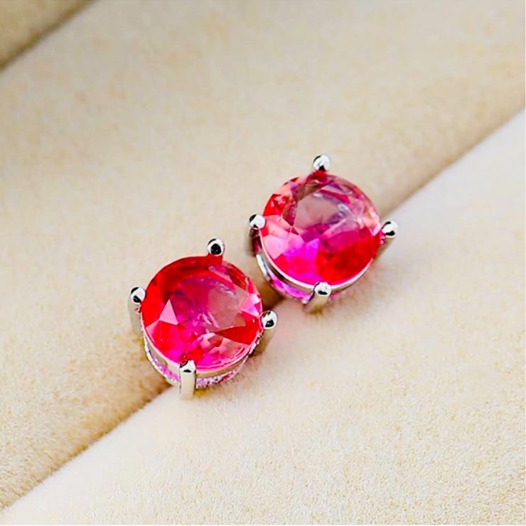 Strawberry Faceted Tourmaline Stud Earrings, NWT