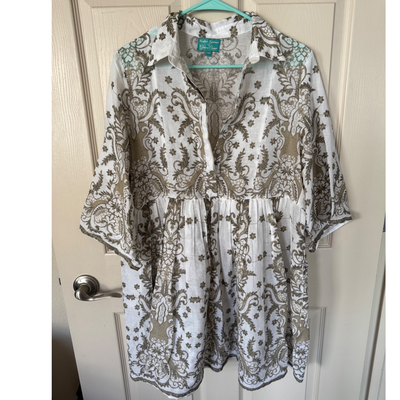 Antica Sartoria by Giacomo Mini Dress Tunic Boho Paisley Button Down S/M /s1
