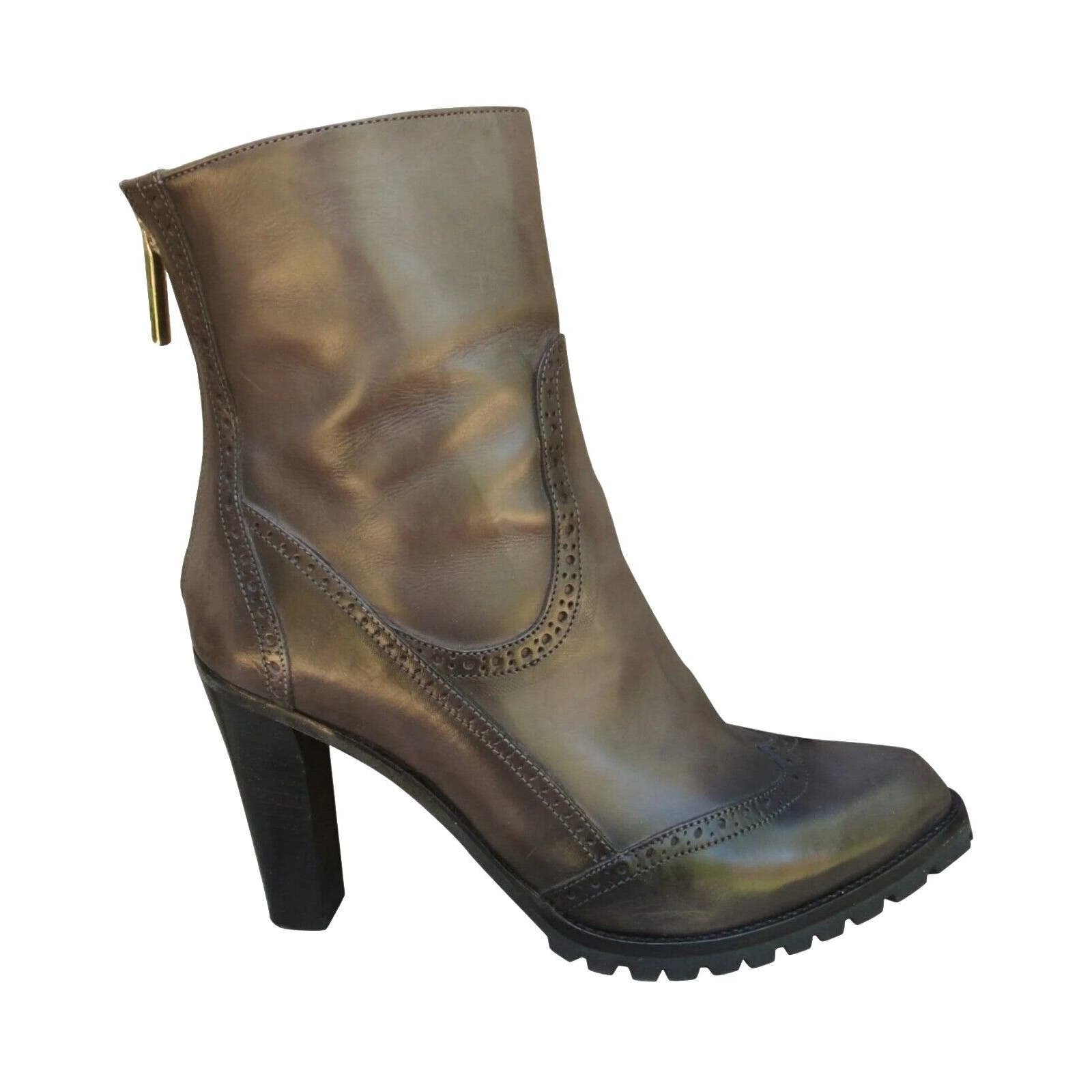Fratelli Rossetti Italy Womens Leather Zip Up Ankle Booties Black 41