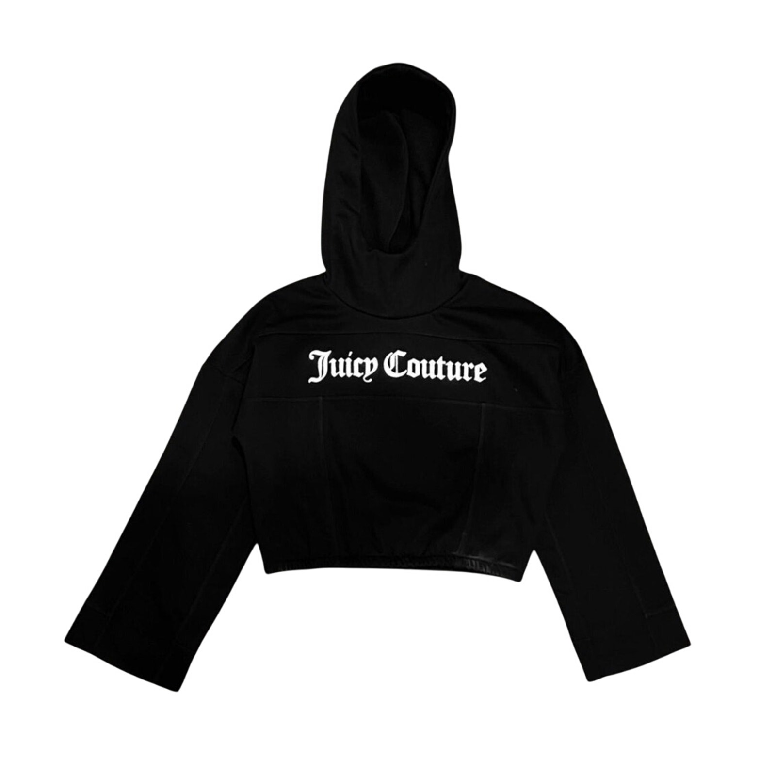 Juicy Couture NWT Black Branded-Front Logo Cropped Hoodie