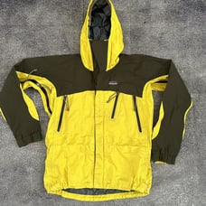 Women's Vintage 90's Patagonia Stretch Gravity Yellow Gray Hooded Jacket Sz S