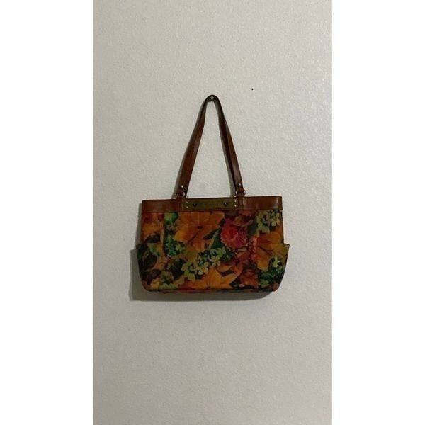 Patricia Nash Floral Tote Bag with Leather Trim