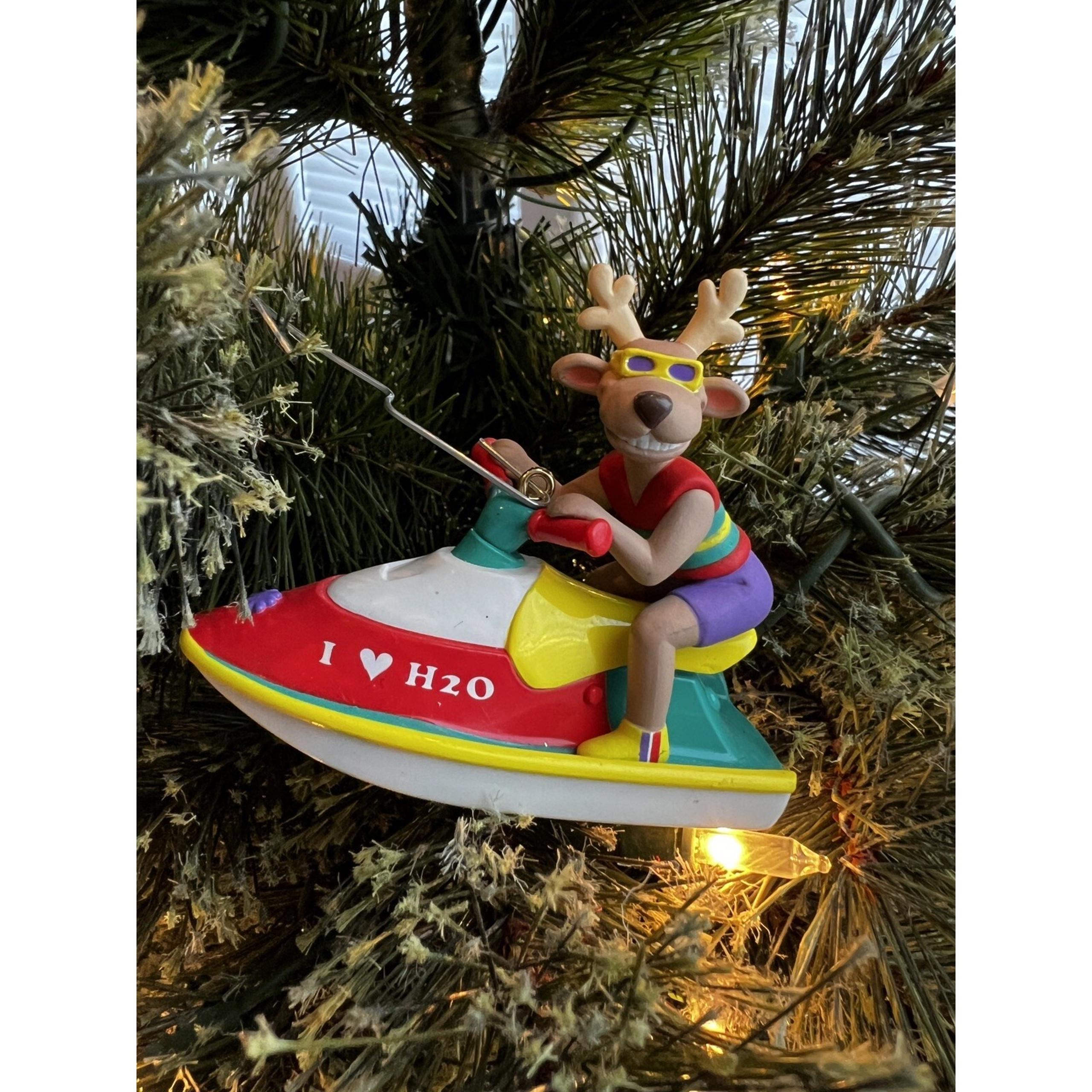 1996 Hallmark "Antlers Aweigh!" Keepsake Christmas Ornament Reindeer Jet Ski