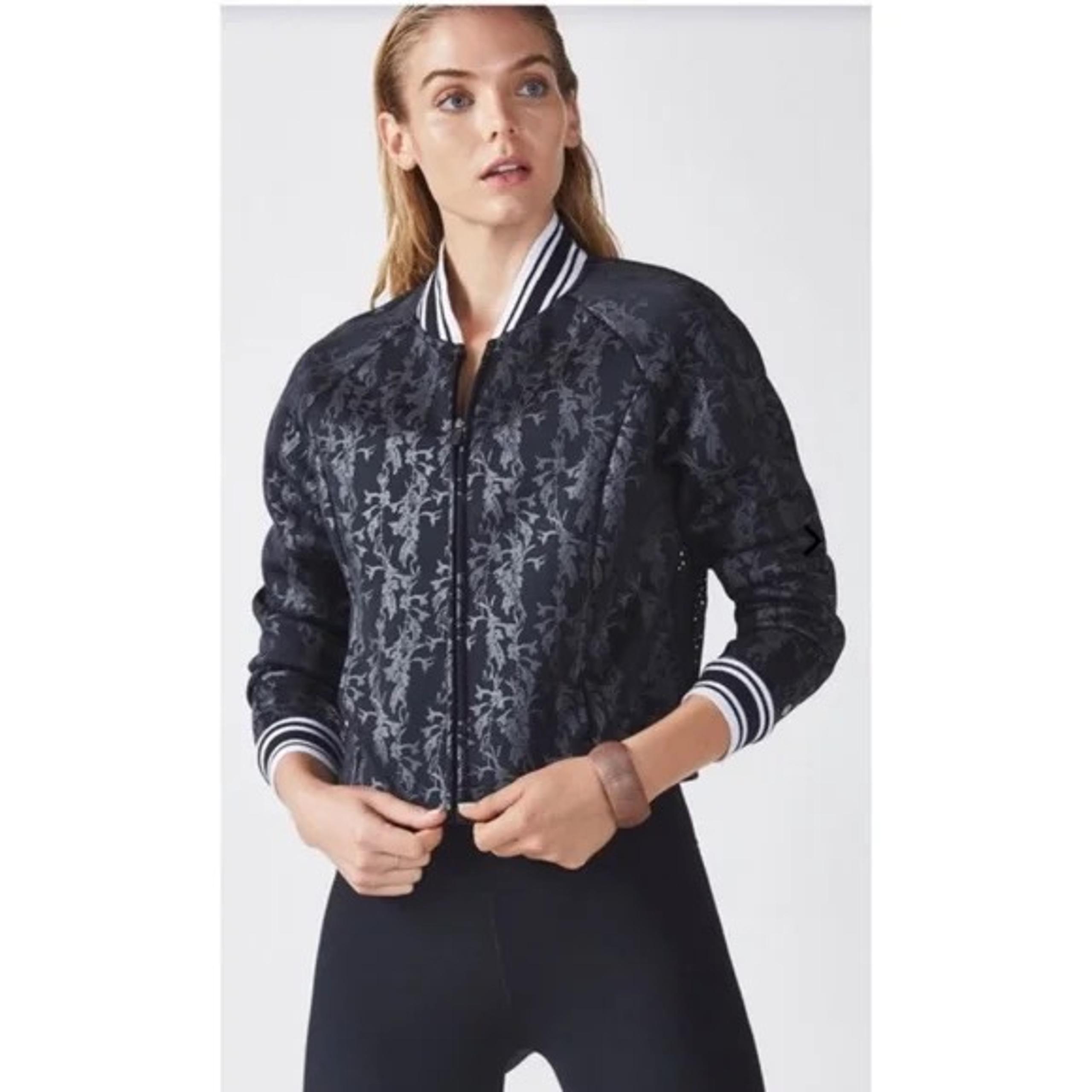 FABLETICS Tia Bomber Jacket Black Grey Floral SZ S