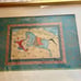 Vintage 24W x 18H Mughal “Horse and Runner” Lithograph in Geometric Gold Frame