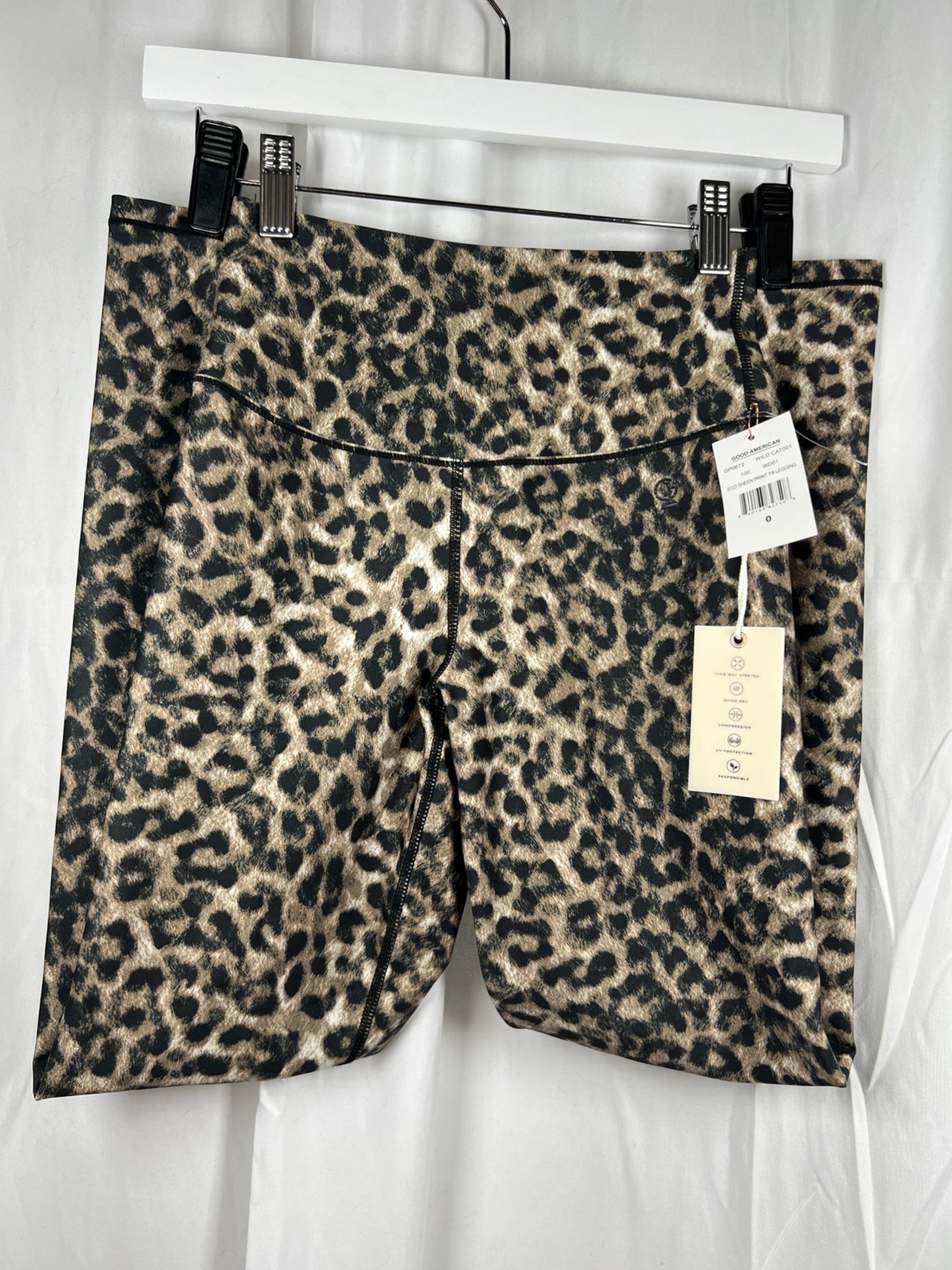 New Good American Eco Sheen 7/8 high waisted wild cat animal print leggings 0 XS