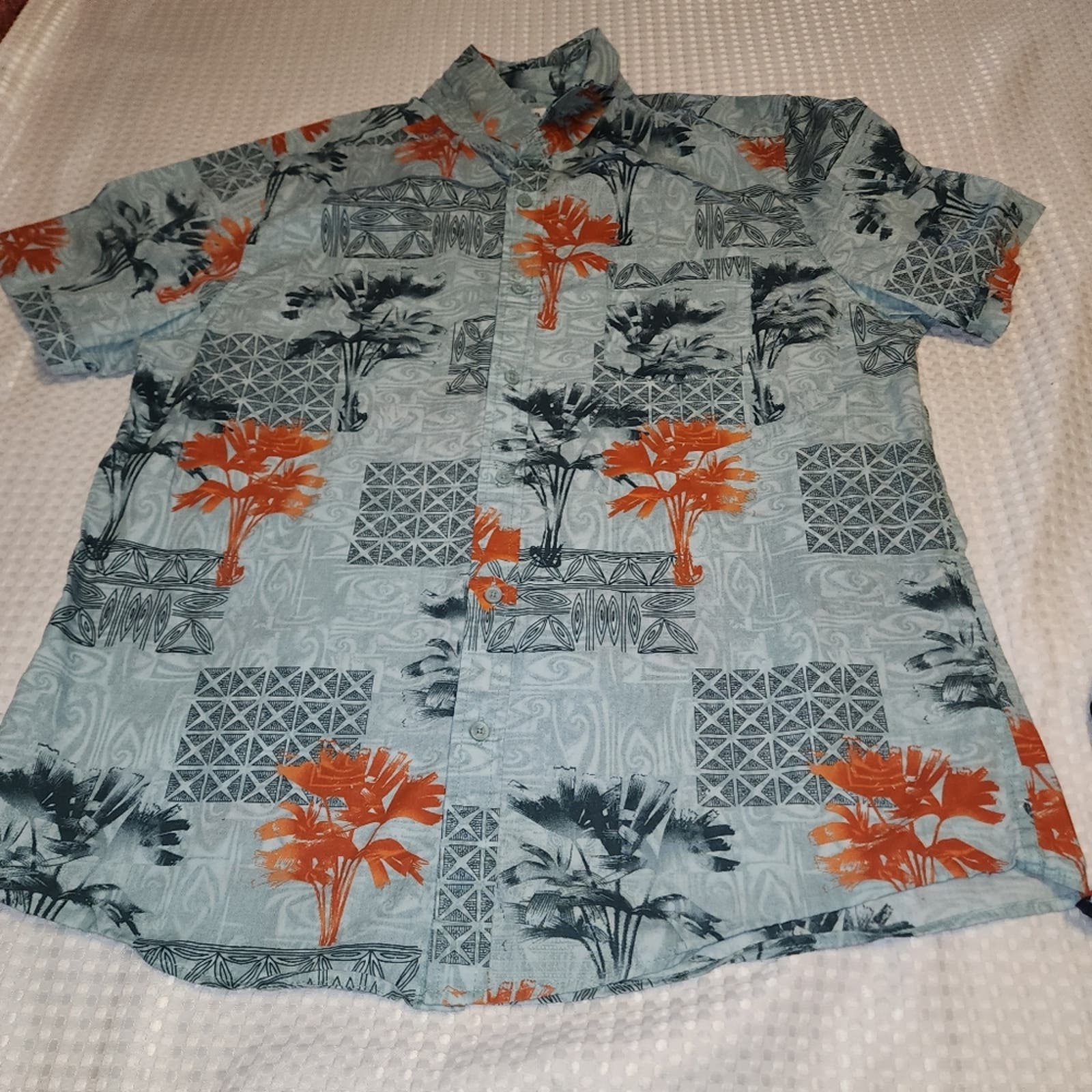 HAGGAR EUC MENS SIZE XL HAWAIIAN SHORT SLEEVE BUTTON UP CASUAL SHIRT