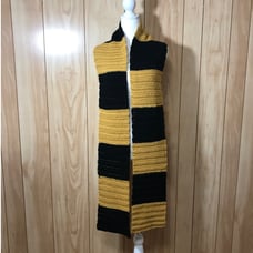 Black & Gold Long Handmade Crocheted Scarf by Dawny