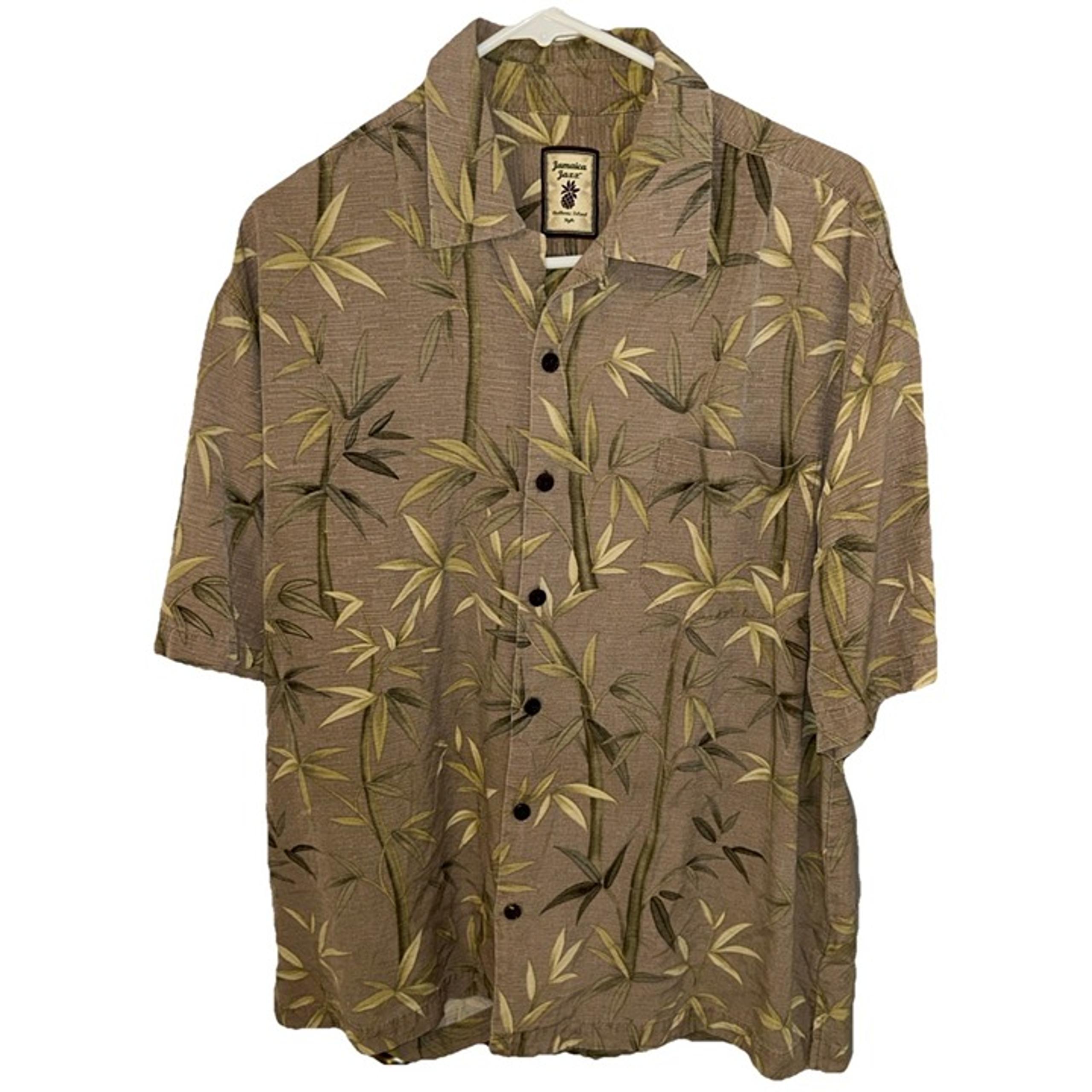 Jamaica Jaxx Shirt Men's Large Tropical Hawaiian Silk Button Down Short Sleeve