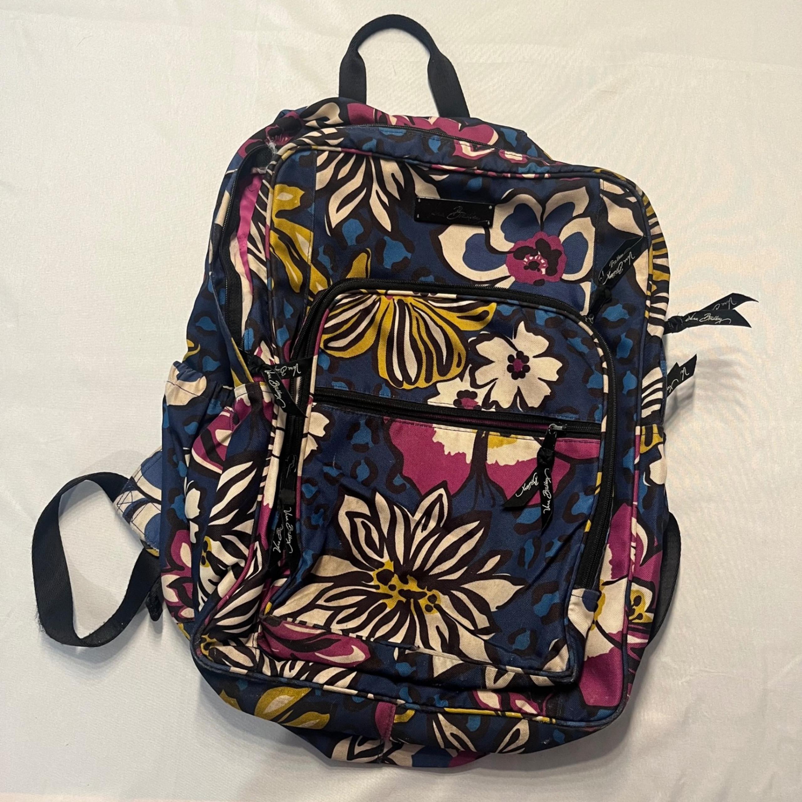 Vera Bradley Campus Backpack Floral Book Bag Travel Laptop Carry On