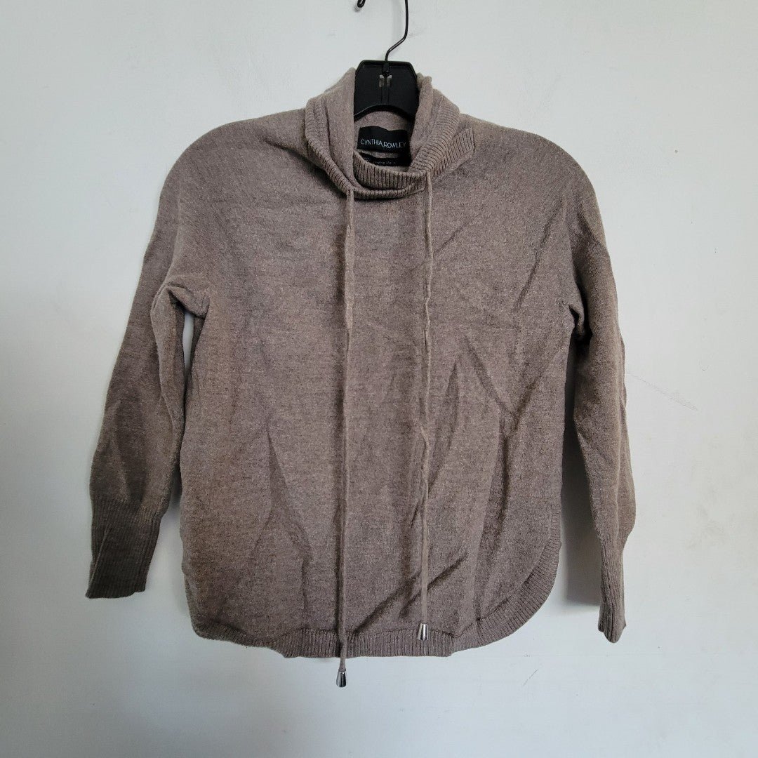 Cynthia Rowley 100% Extrafine Merino Wool Brown Mock Neck Sweater Size XS