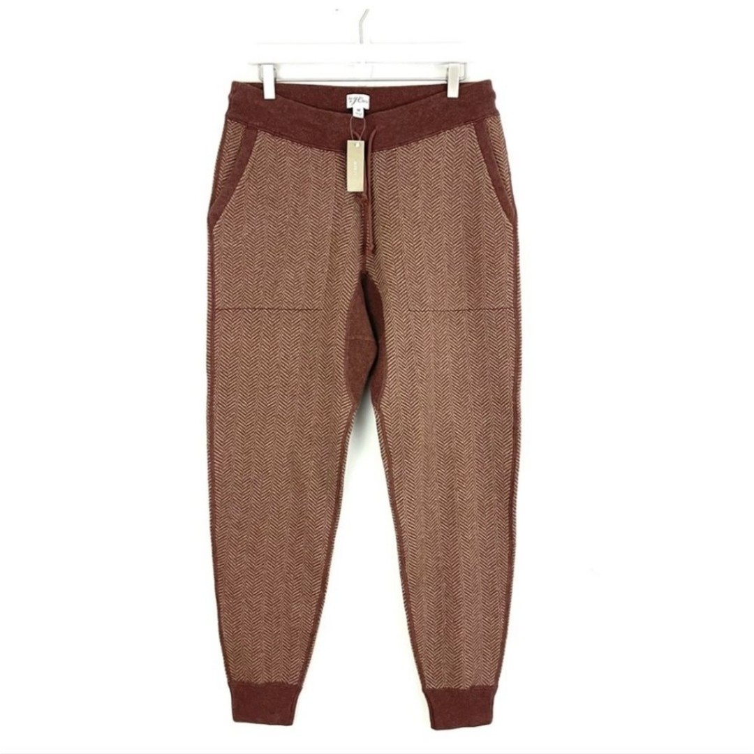 J Crew Mens Herringbone Brown Merino Wool Knit Joggers Size Medium Style BA207
