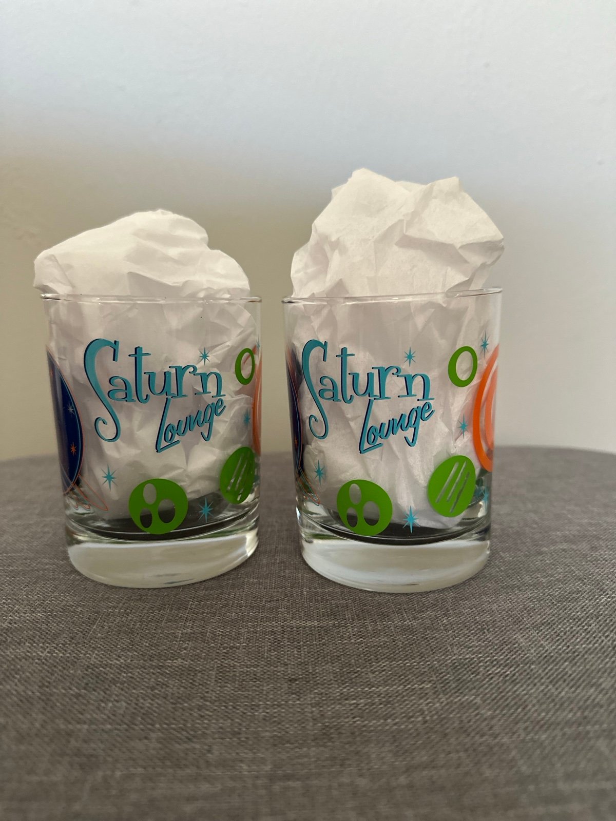 Saturn Lounge Rare Collectible Glassware, Set of 2.