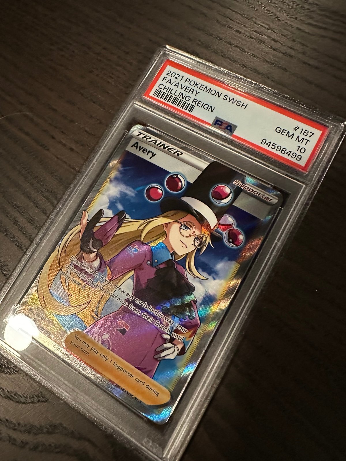 2021 Chilling Reign Pokemon #187 Avery Full Art PSA 10