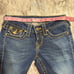 TRUE RELIGION Big Stitch Rose Gold Disco Joey Crop Jeans