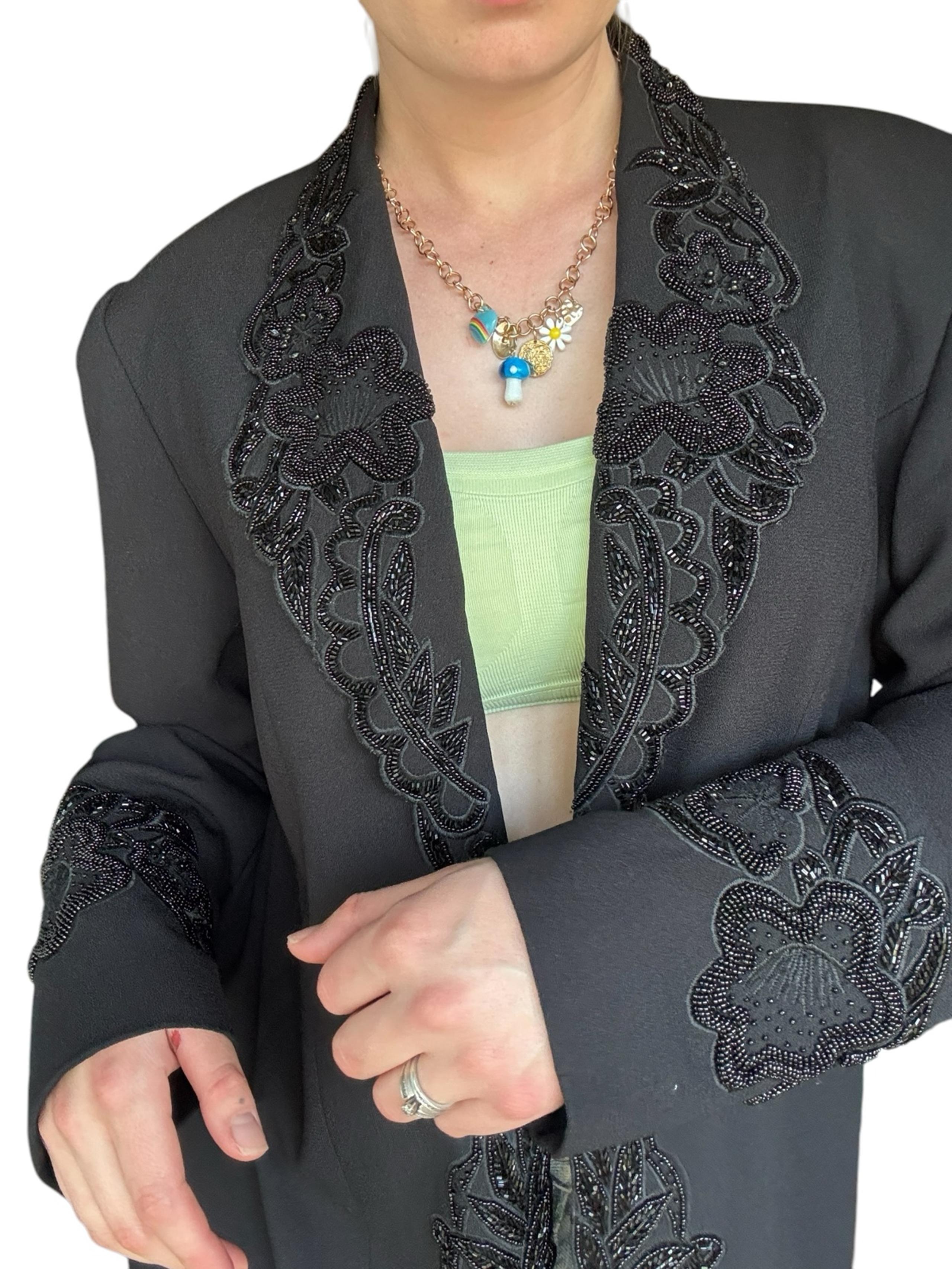 Back vintage beaded long jacket romantic grunge