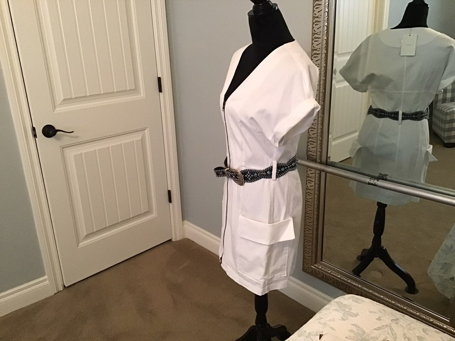 A.L.C. White zip up & down.