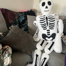 Halloween Life Size Sherpa Plush Skeleton Tik Tok Viral Pillow